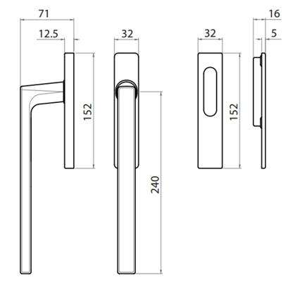 DOPPIO MANIGLIONE SCATTO PLACCA RETT. FORO YALE ARGENTO F1