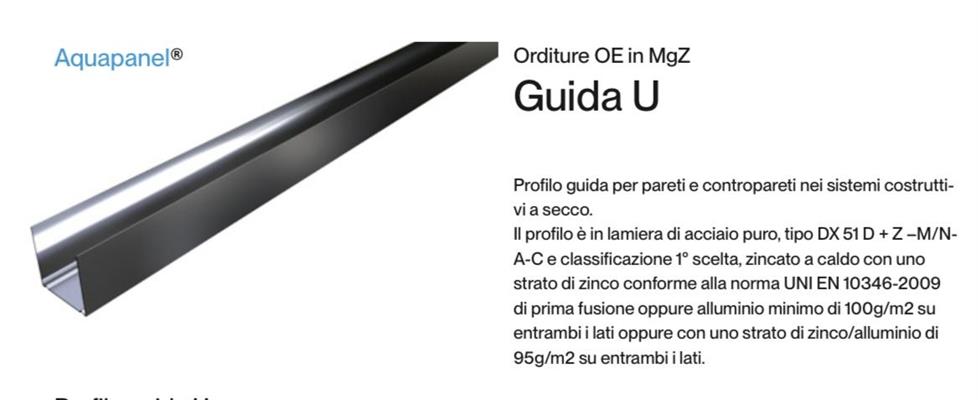 PROFILO GUIDA U MgZ 40/50/40 0,6mm L.3m AQUAPANEL      (240)