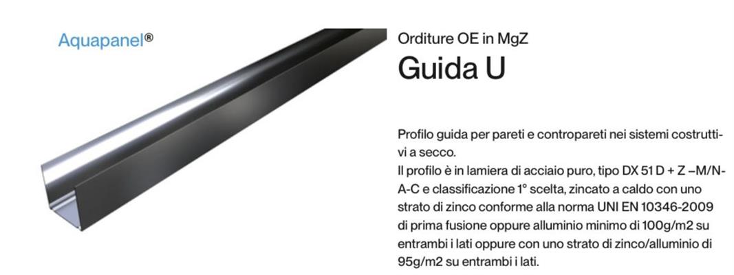 GUIDA U 40/100/40 IN MGZ 0,6MM 100x3000 AQUAPANEL