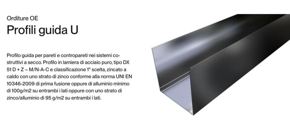 PROFILO GUIDA U 40/100/40 SP.0,6MM 100x3000mm           (96)