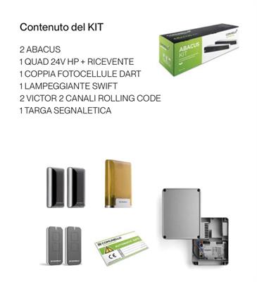 KIT PER CANCELLO BATTENTE ABACUS 24V 3 METRI