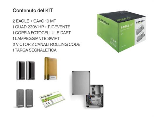 KIT INTERRATO PER CANCELLO BATTENTE EAGLE 24V