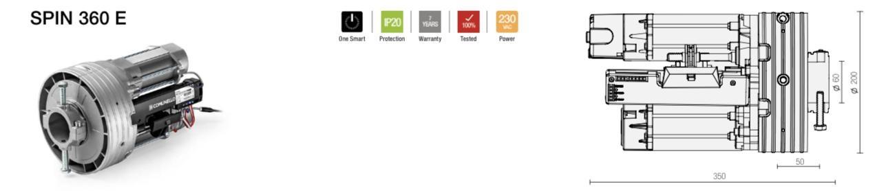 MOTORE DOPPIO SERRANDA CON ELETTROFRENO 360 Nm ASSE 60