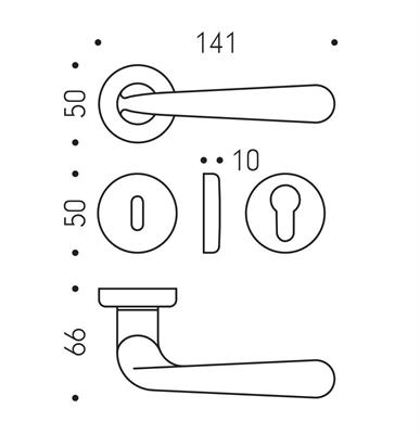 MANIGLIA DOPPIA ROBODUE OTTONE CROMO/SAT FORO PATENT    (20)