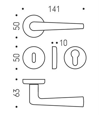 MANIGLIA DOPPIA ROBOTRE OTTONE OROLUCIDO FORO PATENT    (20)