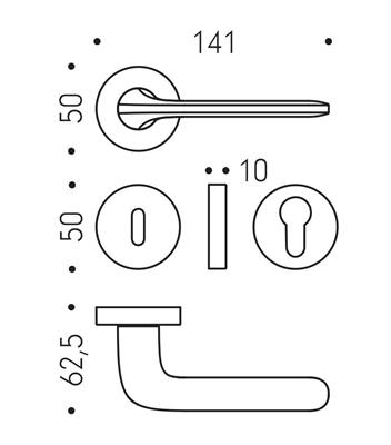 MANIGLIA DOPPIA ROBOQUATTRO OTTONE CR/MAT FORO PATENT   (20)