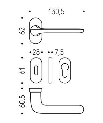 MANIGLIA DOPPIA ROBOQUATTRO CR/MAT BORC.STR. FORO YALE  (20)