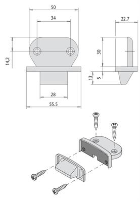 BOCCHETTA REGOLABILE PER PORTE IN LEGNO/PVC F.97 ARGENTO (6)