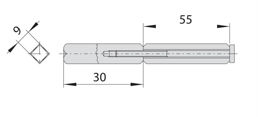 QUADRO MANIGLIA SDOPPIATO 9mm L.85mm                     (6)