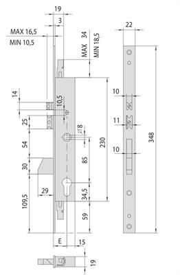 SERRATURA ELET. 3PUNTI F22 E35 1 MAN.+SCR.               (1)