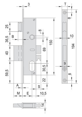 SERRATURA MONTANTE F16 E35 1MAND. + SCR.                 (1)