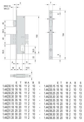 SERRATURA MONTANTE F16 E15 1MAN. + RULLO                 (1)
