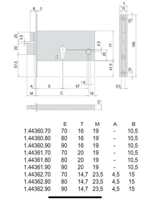 SERRATURA LARGA C/SAG. F16 E80 SCR.+2MAND.               (1)