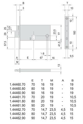 SERRATURA LARGA F.16 E 70 SCR. + MAND.             [#]  (12)