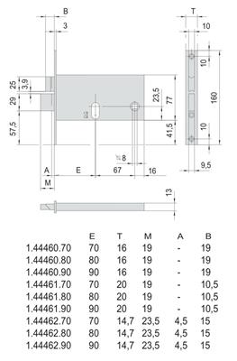 SERRATURA LARGA F20 E70 SCR. + 2 MAND.