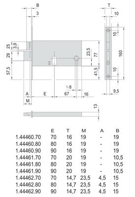 SERRATURA LARGA F20 E80 SCR. + 2 MAND.                  (12)