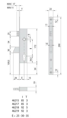 SERRATURA MONTANTE F22 E30 SCR + 1MAND                  (12)