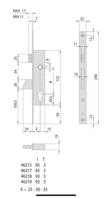 SERRATURA MONTANTE F22 E35 SCR + 1 MAND.                (12)