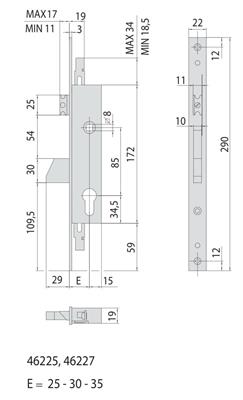 SERRATURA MONTANTE 3P. F22 E30 SCR. +1 MAND.            (12)