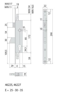 SERRATURA MONTANTE 3P. F22 E35 SCR. +1 MAND.   [#]      (12)