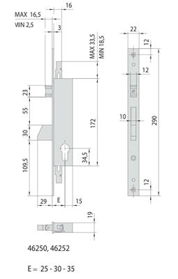 SERRATURA MONTANTE 3P. F22 E30 RULLO +1 MAND. [#]       (12)
