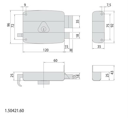 SERRATURA APPLIC. DX E.70 2 MAND.+ SCROCCO      [#]      (1)