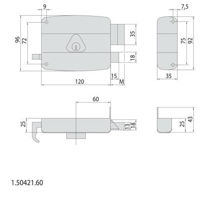 SERRATURA APPLIC. SX E.70 2 MAND. + SCROC.               (1)