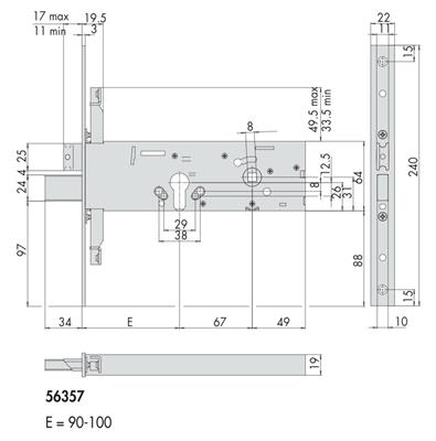 SERRATURA DA INFILARE A CILINDRO MAND+SCROC. E.100 F22[#](1)