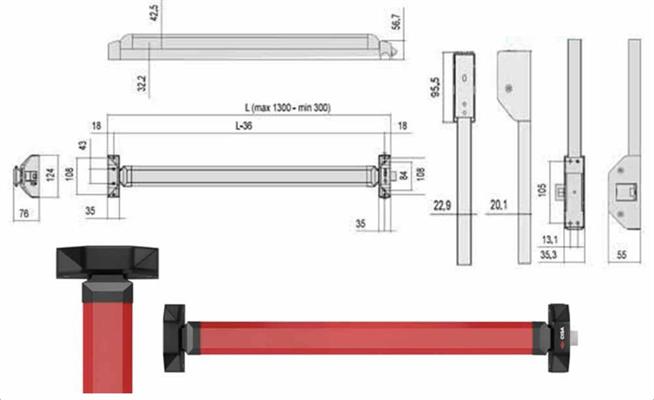 ANTIPANICO TOUCH BAR ALPHA 1p 1200mm [#]