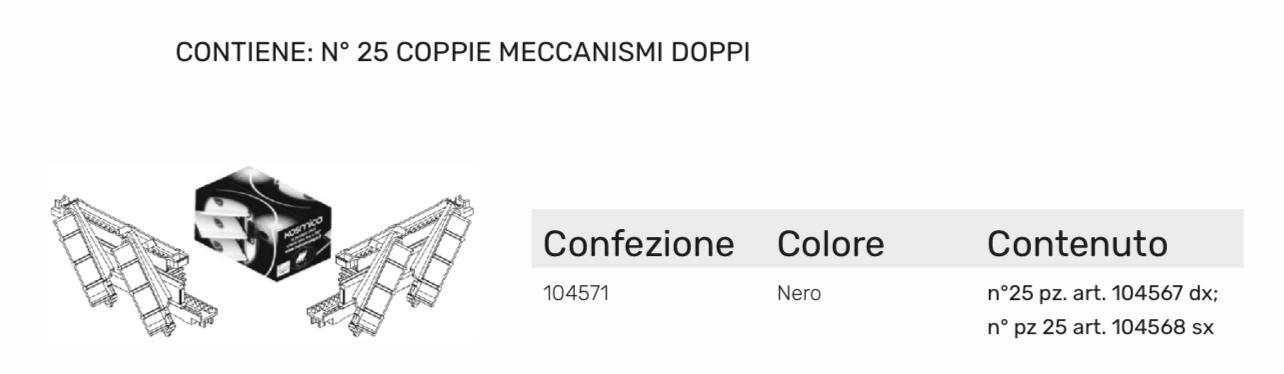 KOSMICA OVALINA MECCANISMI DOPPI CF. 25pzDX+25pzSX