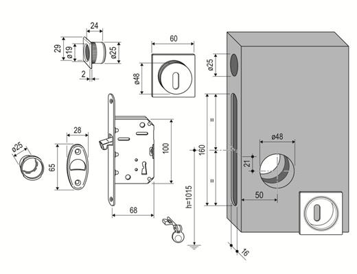 KIT M SCIVOLA TRE F.16 BORCHIA QUADRA CROMATO OPACO      (1)