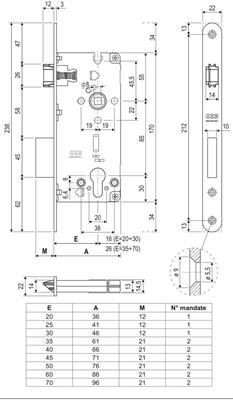 SERRATURA SIC F.22x238mm E.50 I.85 CROMATO OPACO        (15)