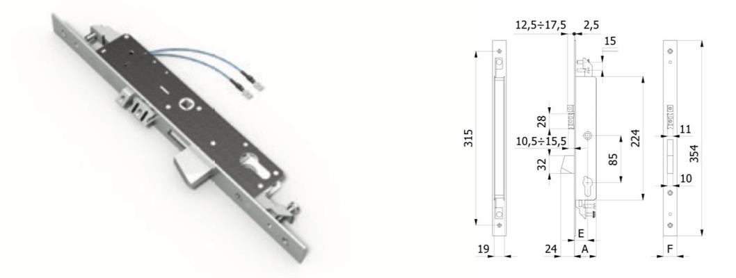 SERRATURA MONTANTE 3P. F22 E25                           (1)