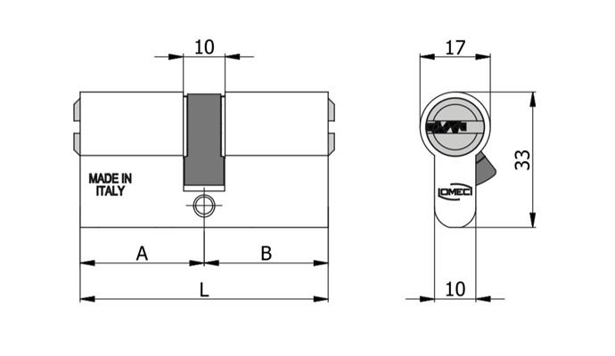 CILINDRO SAGOMATO L.80 (30+50) 3 CHIAVI[#]              (10)