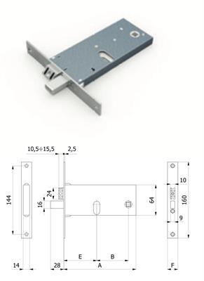 SERR. FASCIA 64mm F.16 E80 SCR/3MAND.+ CILINDRO 27+27mm (10)